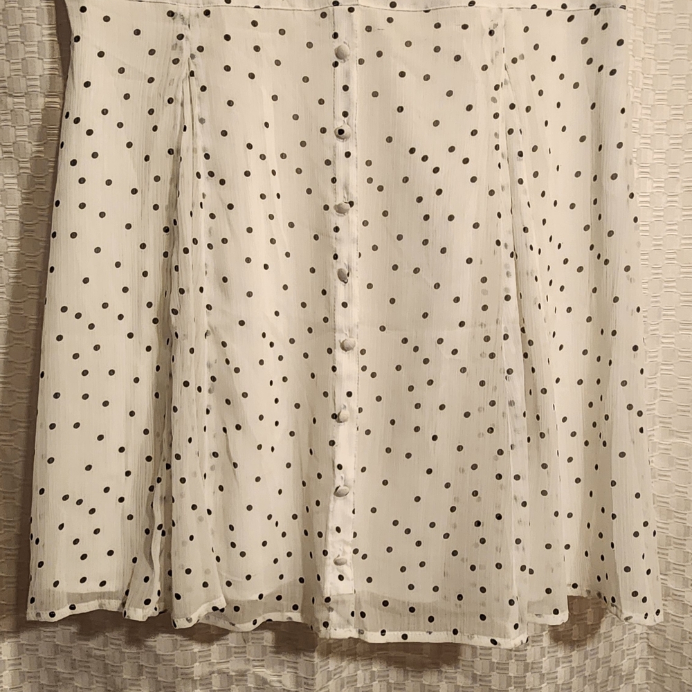 White Polka Dot Mini Dress Button Up Light And Airy Lanacore - Picture 6 of 9